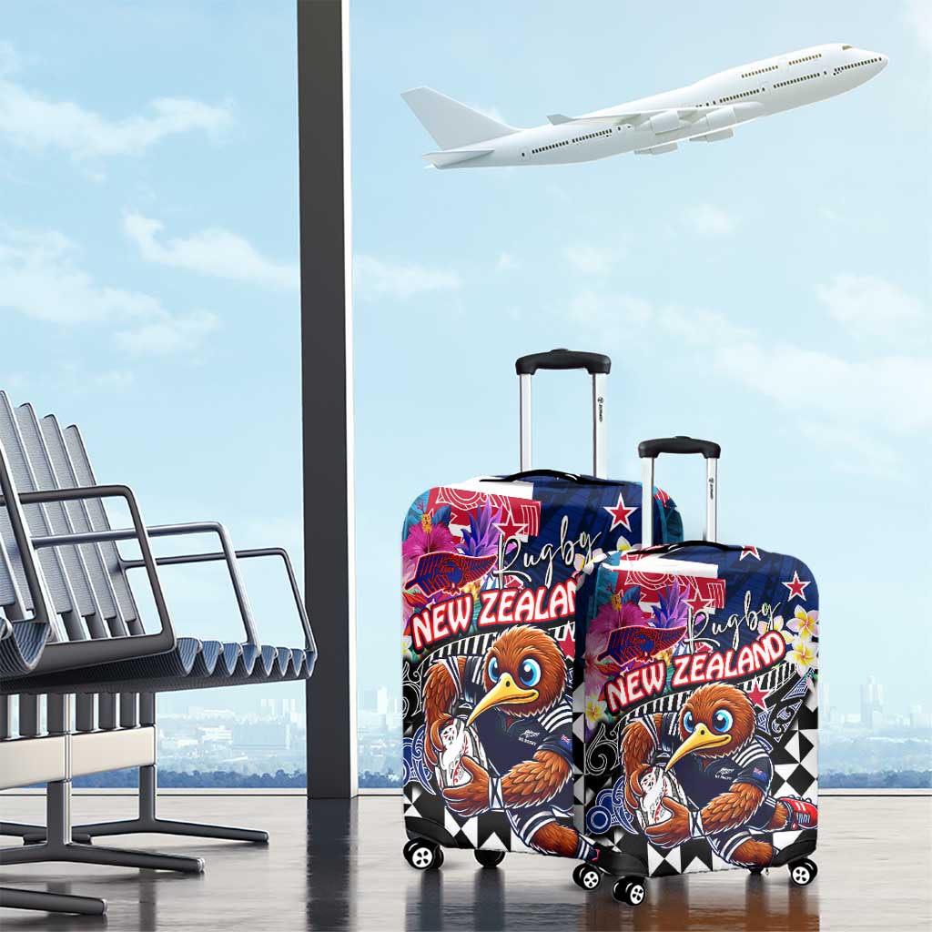 Kiwi New Zealand Rugby Luggage Cover Kiwis Mascot Tropical Pattern