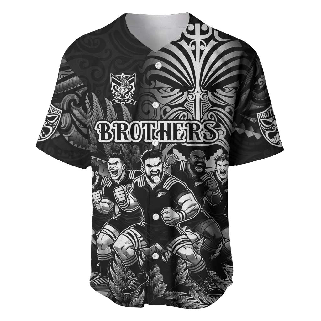 Personalized All Black Brothers Rugby Baseball Jersey New Zealand Maori Haka DT02 Black - Polynesian Pride