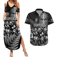 Personalized All Black Brothers Rugby Couples Matching Summer Maxi Dress and Hawaiian Shirt New Zealand Maori Haka DT02 Black - Polynesian Pride