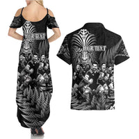 Personalized All Black Brothers Rugby Couples Matching Summer Maxi Dress and Hawaiian Shirt New Zealand Maori Haka DT02 - Polynesian Pride