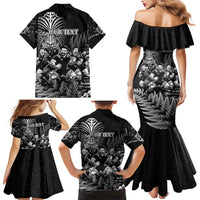 Personalized All Black Brothers Rugby Family Matching Mermaid Dress and Hawaiian Shirt New Zealand Maori Haka DT02 - Polynesian Pride