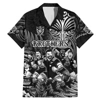 Personalized All Black Brothers Rugby Family Matching Mermaid Dress and Hawaiian Shirt New Zealand Maori Haka DT02 Dad's Shirt - Short Sleeve Black - Polynesian Pride