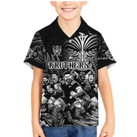 Personalized All Black Brothers Rugby Family Matching Mermaid Dress and Hawaiian Shirt New Zealand Maori Haka DT02 Son's Shirt Black - Polynesian Pride
