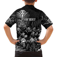 Personalized All Black Brothers Rugby Family Matching Off Shoulder Maxi Dress and Hawaiian Shirt New Zealand Maori Haka DT02 - Polynesian Pride