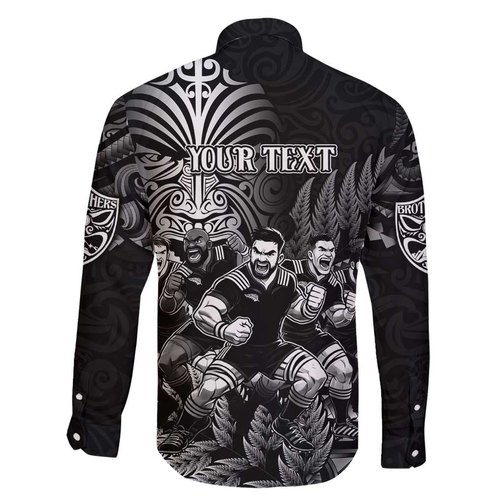 Personalized All Black Brothers Rugby Family Matching Off Shoulder Short Dress and Hawaiian Shirt New Zealand Maori Haka DT02 - Polynesian Pride