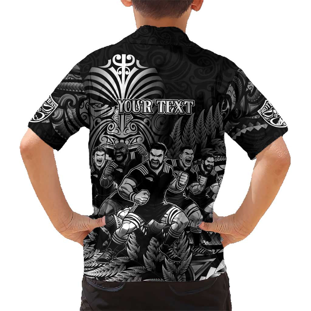 Personalized All Black Brothers Rugby Family Matching Short Sleeve Bodycon Dress and Hawaiian Shirt New Zealand Maori Haka DT02 - Polynesian Pride