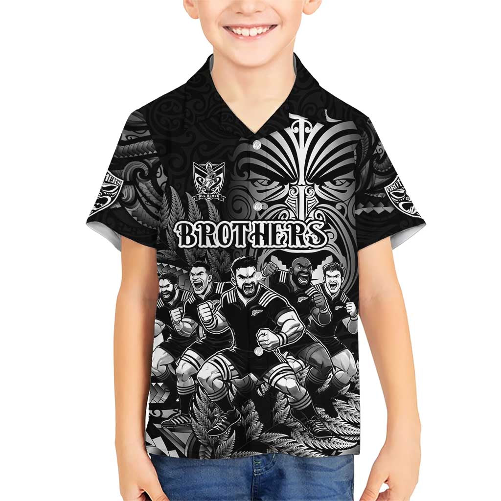 Personalized All Black Brothers Rugby Family Matching Short Sleeve Bodycon Dress and Hawaiian Shirt New Zealand Maori Haka DT02 Son's Shirt Black - Polynesian Pride