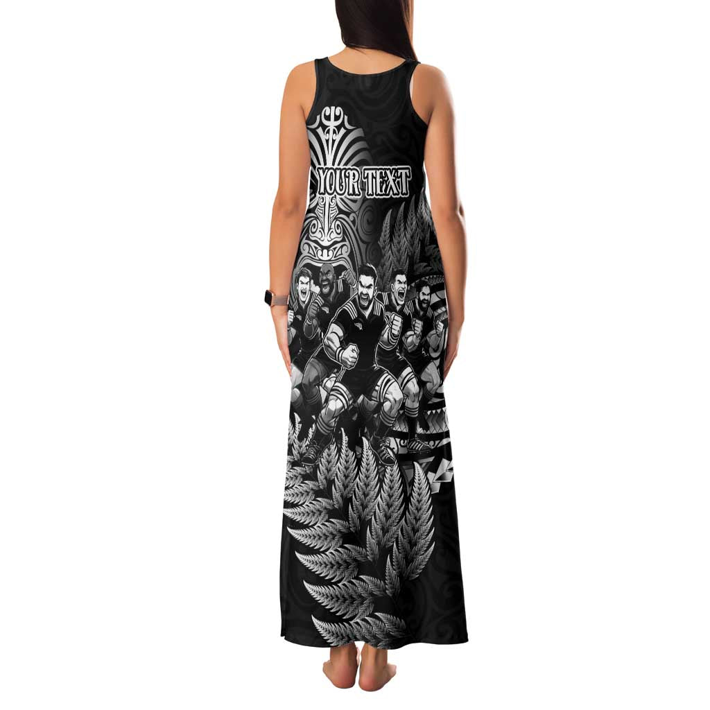 Personalized All Black Brothers Rugby Family Matching Tank Maxi Dress and Hawaiian Shirt New Zealand Maori Haka DT02 - Polynesian Pride