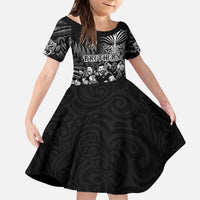 Personalized All Black Brothers Rugby Kid Short Sleeve Dress New Zealand Maori Haka
