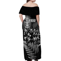 Personalized All Black Brothers Rugby Off Shoulder Maxi Dress New Zealand Maori Haka
