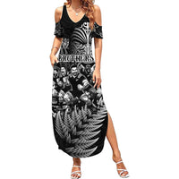 Personalized All Black Brothers Rugby Summer Maxi Dress New Zealand Maori Haka