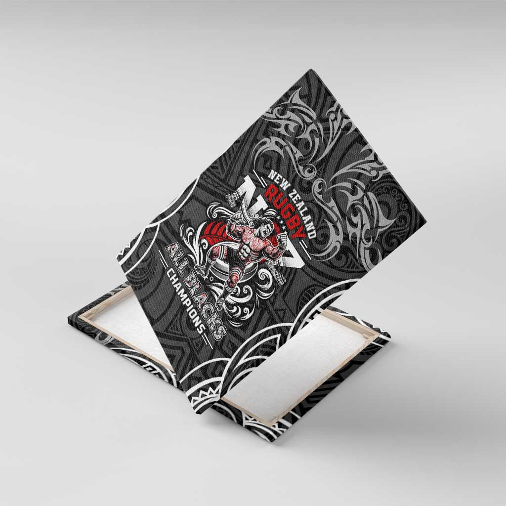 All Black NZL Rugby Champions Canvas Wall Art Maori Warrior