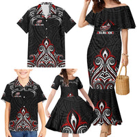 All Black NZL Rugby Champions Family Matching Mermaid Dress and Hawaiian Shirt Maori Warrior DT02 - Polynesian Pride
