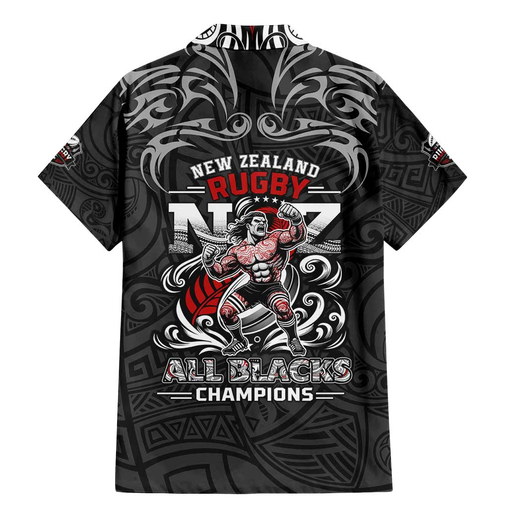 All Black NZL Rugby Champions Family Matching Mermaid Dress and Hawaiian Shirt Maori Warrior DT02 - Polynesian Pride