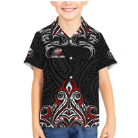 All Black NZL Rugby Champions Family Matching Mermaid Dress and Hawaiian Shirt Maori Warrior DT02 Son's Shirt Black - Polynesian Pride