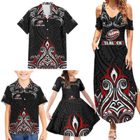 All Black NZL Rugby Champions Family Matching Summer Maxi Dress and Hawaiian Shirt Maori Warrior DT02 - Polynesian Pride