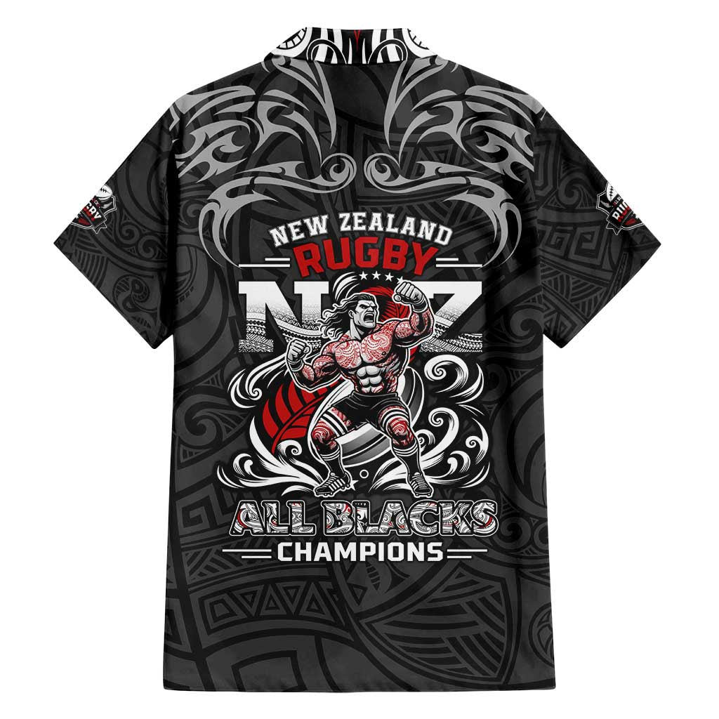 All Black NZL Rugby Champions Family Matching Tank Maxi Dress and Hawaiian Shirt Maori Warrior DT02 - Polynesian Pride