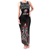 All Black NZL Rugby Champions Family Matching Tank Maxi Dress and Hawaiian Shirt Maori Warrior DT02 Mom's Dress Black - Polynesian Pride
