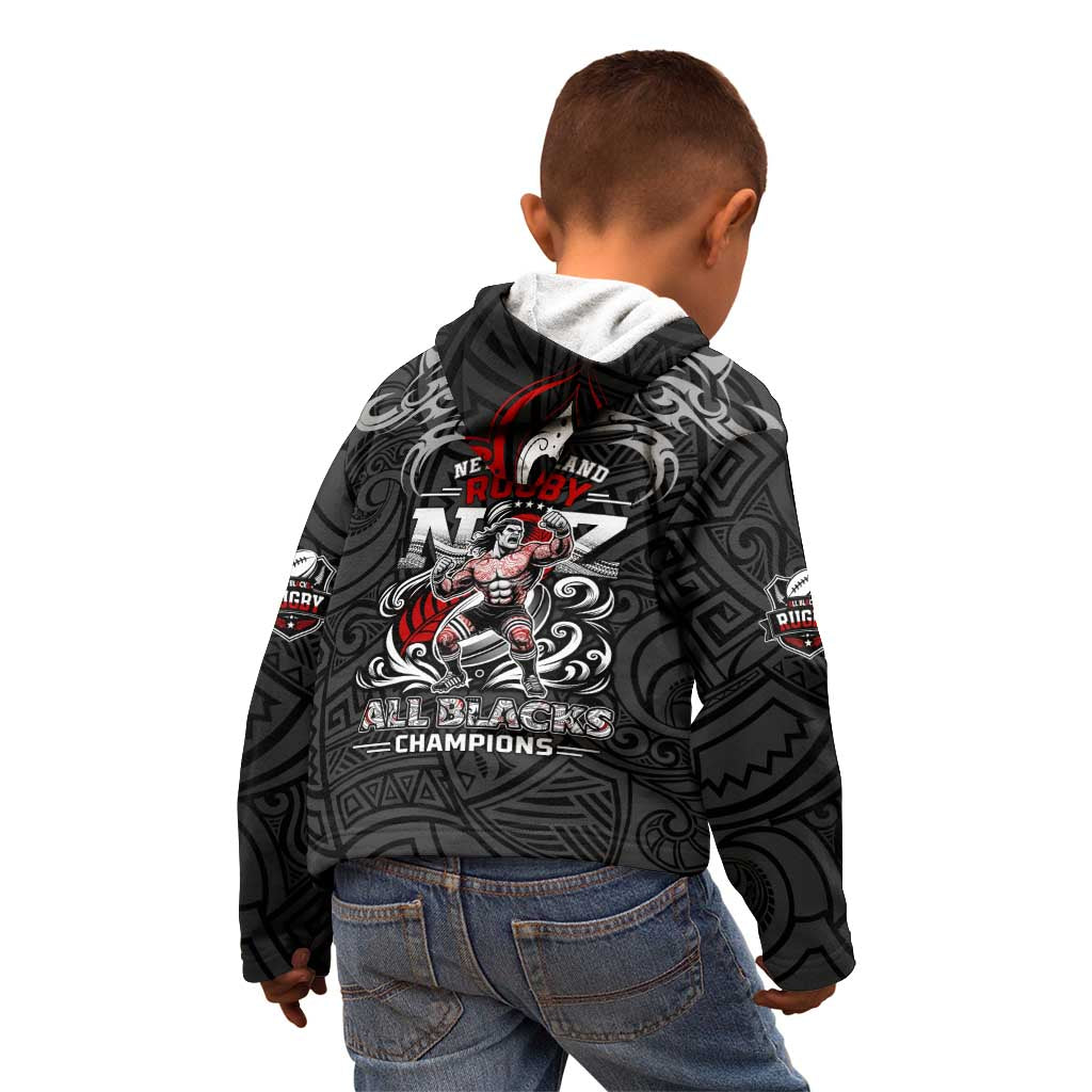 All Black NZL Rugby Champions Kid Hoodie Maori Warrior