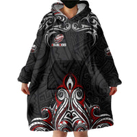 All Black NZL Rugby Champions Wearable Blanket Hoodie Maori Warrior DT02 - Polynesian Pride
