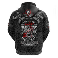 All Black NZL Rugby Champions Zip Hoodie Maori Warrior