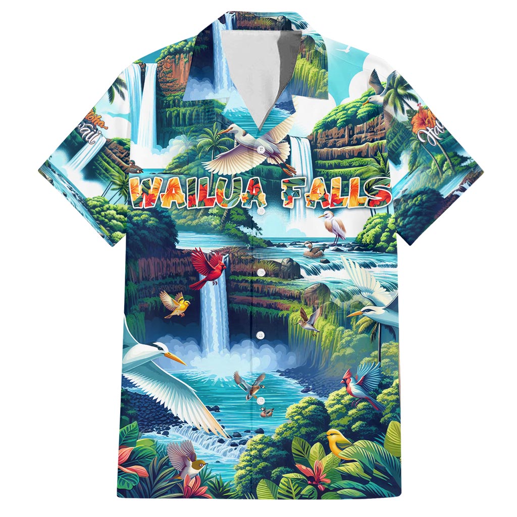 Wailua Falls Hawaii Family Matching Long Sleeve Bodycon Dress and Hawaiian Shirt Kauai Natural Beauty DT02 Dad's Shirt - Short Sleeve Art - Polynesian Pride