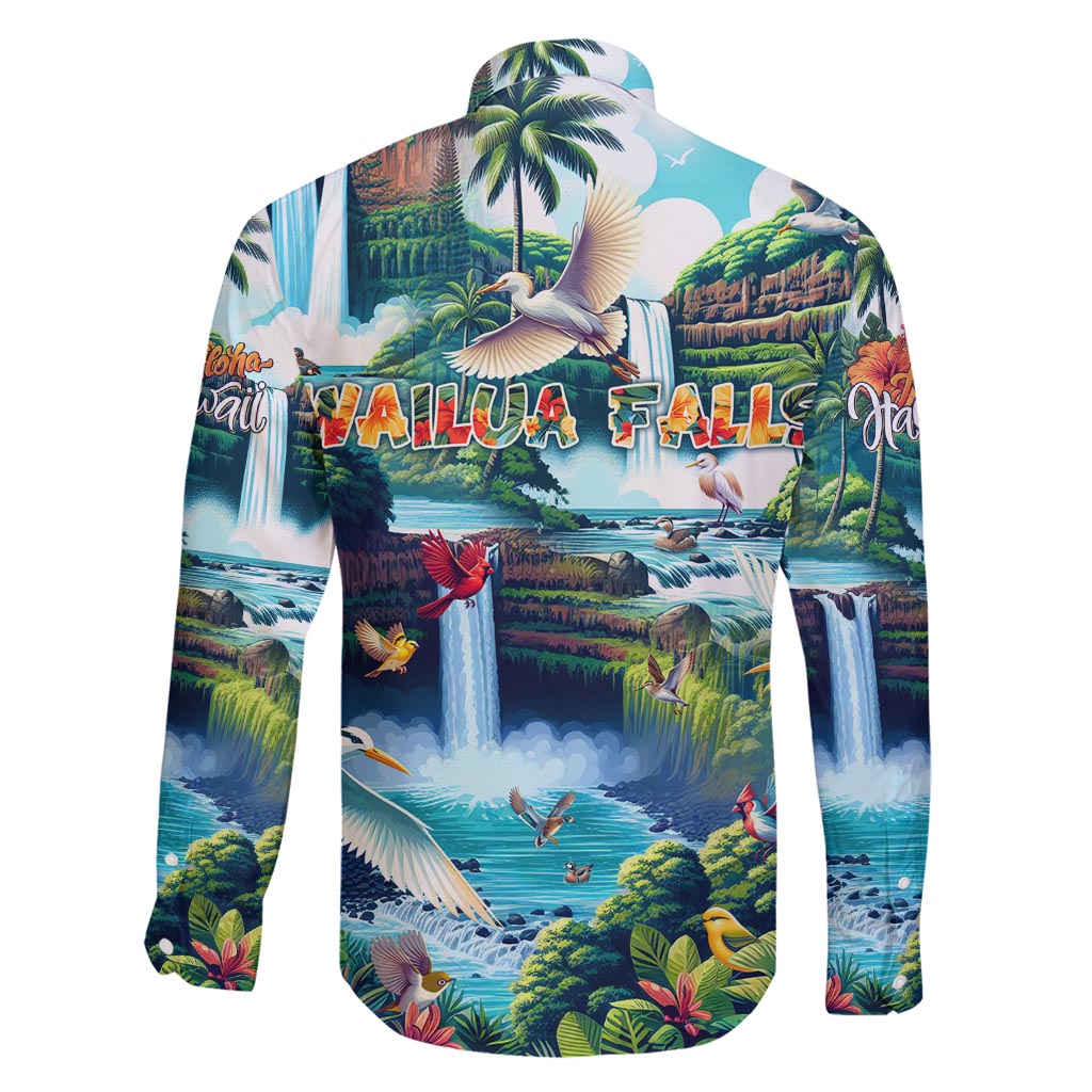 Wailua Falls Hawaii Family Matching Long Sleeve Bodycon Dress and Hawaiian Shirt Kauai Natural Beauty DT02 - Polynesian Pride