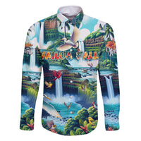 Wailua Falls Hawaii Family Matching Mermaid Dress and Hawaiian Shirt Kauai Natural Beauty DT02 Dad's Shirt - Long Sleeve Art - Polynesian Pride