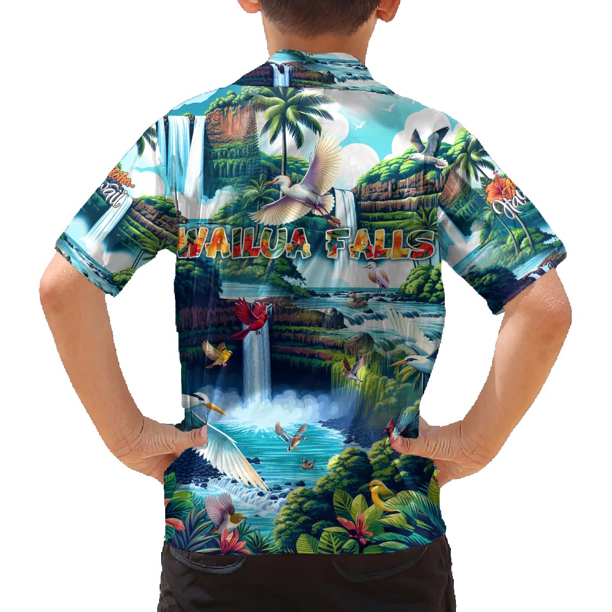 Wailua Falls Hawaii Family Matching Puletasi and Hawaiian Shirt Kauai Natural Beauty DT02 - Polynesian Pride