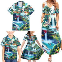 Wailua Falls Hawaii Family Matching Summer Maxi Dress and Hawaiian Shirt Kauai Natural Beauty DT02 - Polynesian Pride