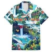 Wailua Falls Hawaii Family Matching Summer Maxi Dress and Hawaiian Shirt Kauai Natural Beauty DT02 Dad's Shirt - Short Sleeve Art - Polynesian Pride