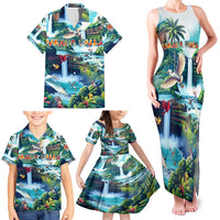 Wailua Falls Hawaii Family Matching Tank Maxi Dress and Hawaiian Shirt Kauai Natural Beauty DT02 - Polynesian Pride