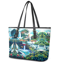 Wailua Falls Hawaii Leather Tote Bag Kauai Natural Beauty