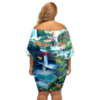 Wailua Falls Hawaii Off Shoulder Short Dress Kauai Natural Beauty DT02 - Polynesian Pride