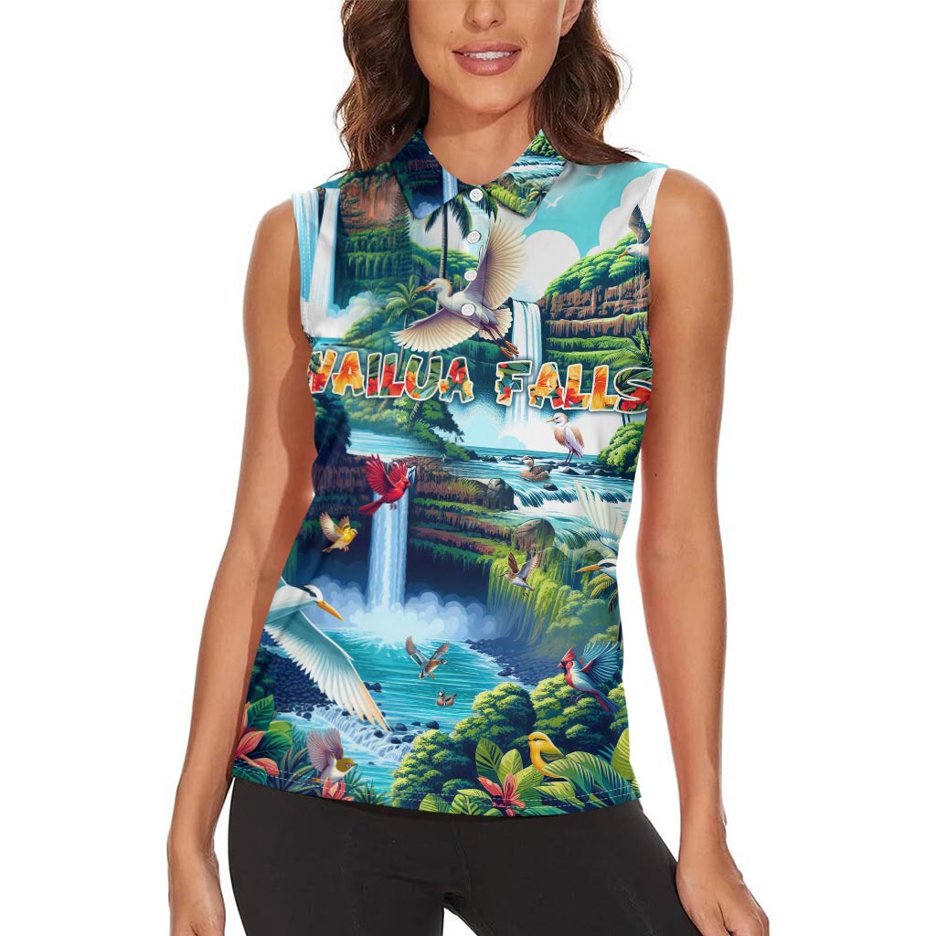Wailua Falls Hawaii Women Sleeveless Polo Shirt Kauai Natural Beauty