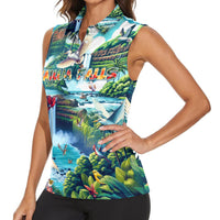 Wailua Falls Hawaii Women Sleeveless Polo Shirt Kauai Natural Beauty