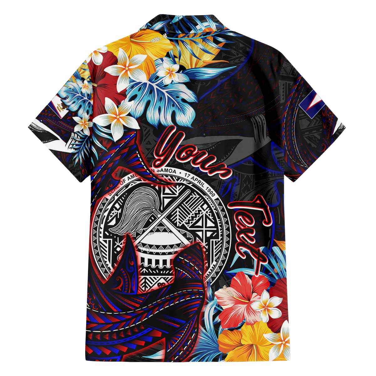 Personalized Amelika Samoa Sharks Polynesia Family Matching Off Shoulder Short Dress and Hawaiian Shirt American Samoa