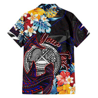 Personalized Amelika Samoa Sharks Polynesia Family Matching Off Shoulder Short Dress and Hawaiian Shirt American Samoa