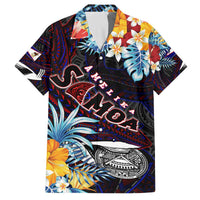 Personalized Amelika Samoa Sharks Polynesia Family Matching Puletasi and Hawaiian Shirt American Samoa DT02 Dad's Shirt - Short Sleeve Black - Polynesian Pride