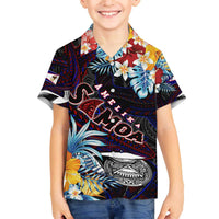 Personalized Amelika Samoa Sharks Polynesia Family Matching Puletasi and Hawaiian Shirt American Samoa DT02 Son's Shirt Black - Polynesian Pride