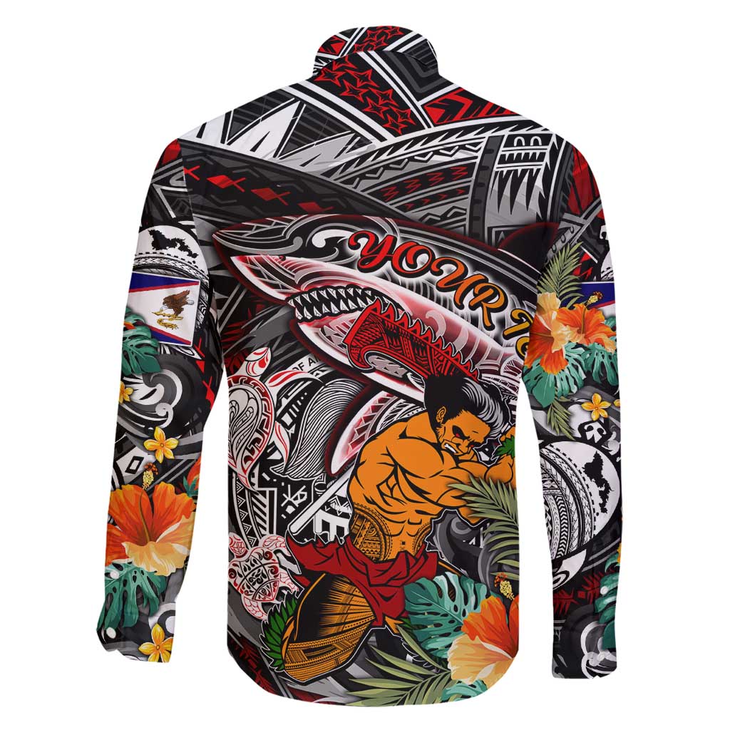 Personalized American Samoa Warrior Family Matching Off Shoulder Maxi Dress and Hawaiian Shirt Shark Turtle Polynesian Tattoo