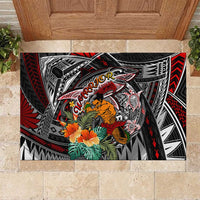 American Samoa Warrior Rubber Doormat Shark Turtle Polynesian Tattoo