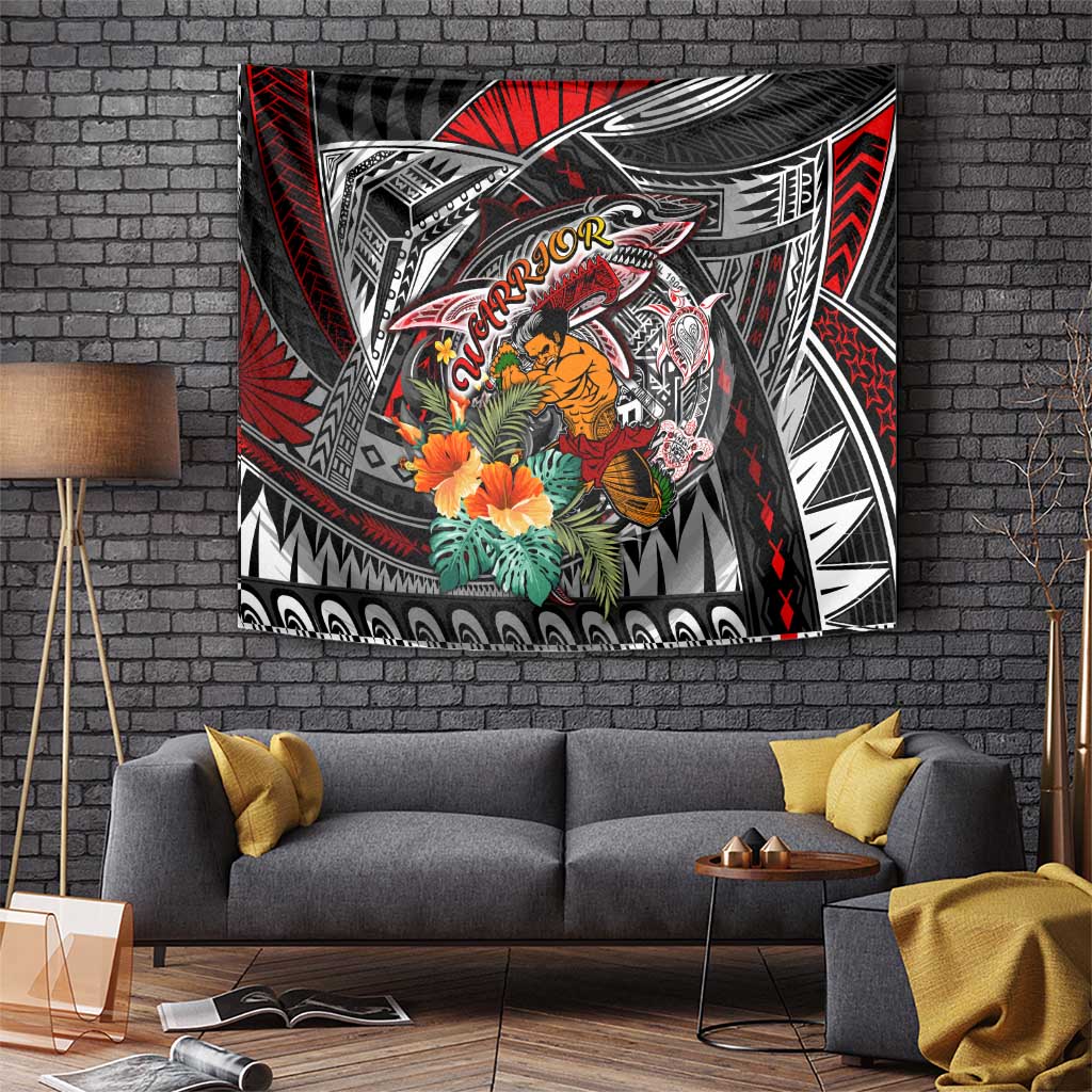 American Samoa Warrior Tapestry Shark Turtle Polynesian Tattoo