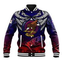 Personalized American Samoa Flag Baseball Jacket Eagles Polynesian Art
