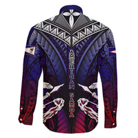 Personalized American Samoa Flag Family Matching Off The Shoulder Long Sleeve Dress and Hawaiian Shirt Eagles Polynesian Art