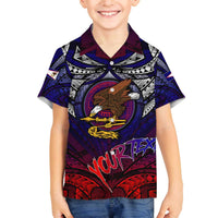 Personalized American Samoa Flag Family Matching Off The Shoulder Long Sleeve Dress and Hawaiian Shirt Eagles Polynesian Art
