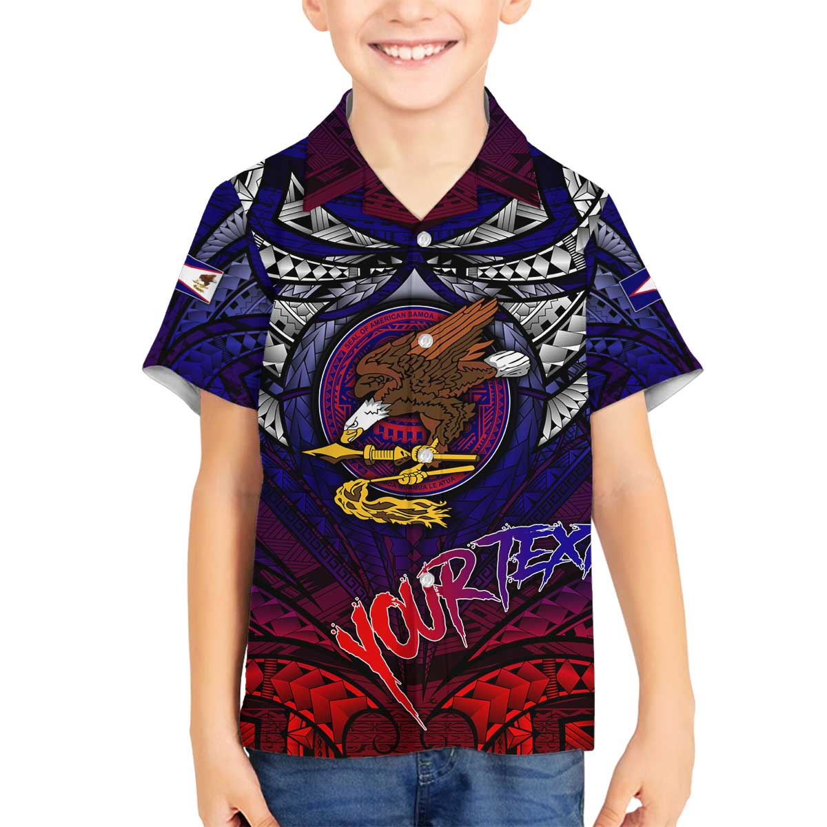 Personalized American Samoa Flag Family Matching Puletasi and Hawaiian Shirt Eagles Polynesian Art