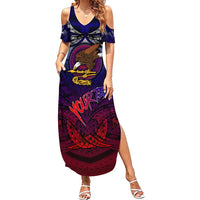 Personalized American Samoa Flag Family Matching Summer Maxi Dress and Hawaiian Shirt Eagles Polynesian Art