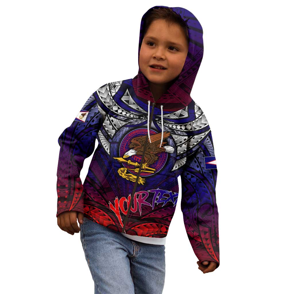 Personalized American Samoa Flag Kid Hoodie Eagles Polynesian Art