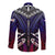 Personalized American Samoa Flag Long Sleeve Button Shirt Eagles Polynesian Art